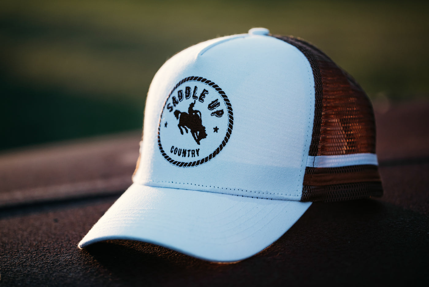 Signature White & Brown Trucker Cap