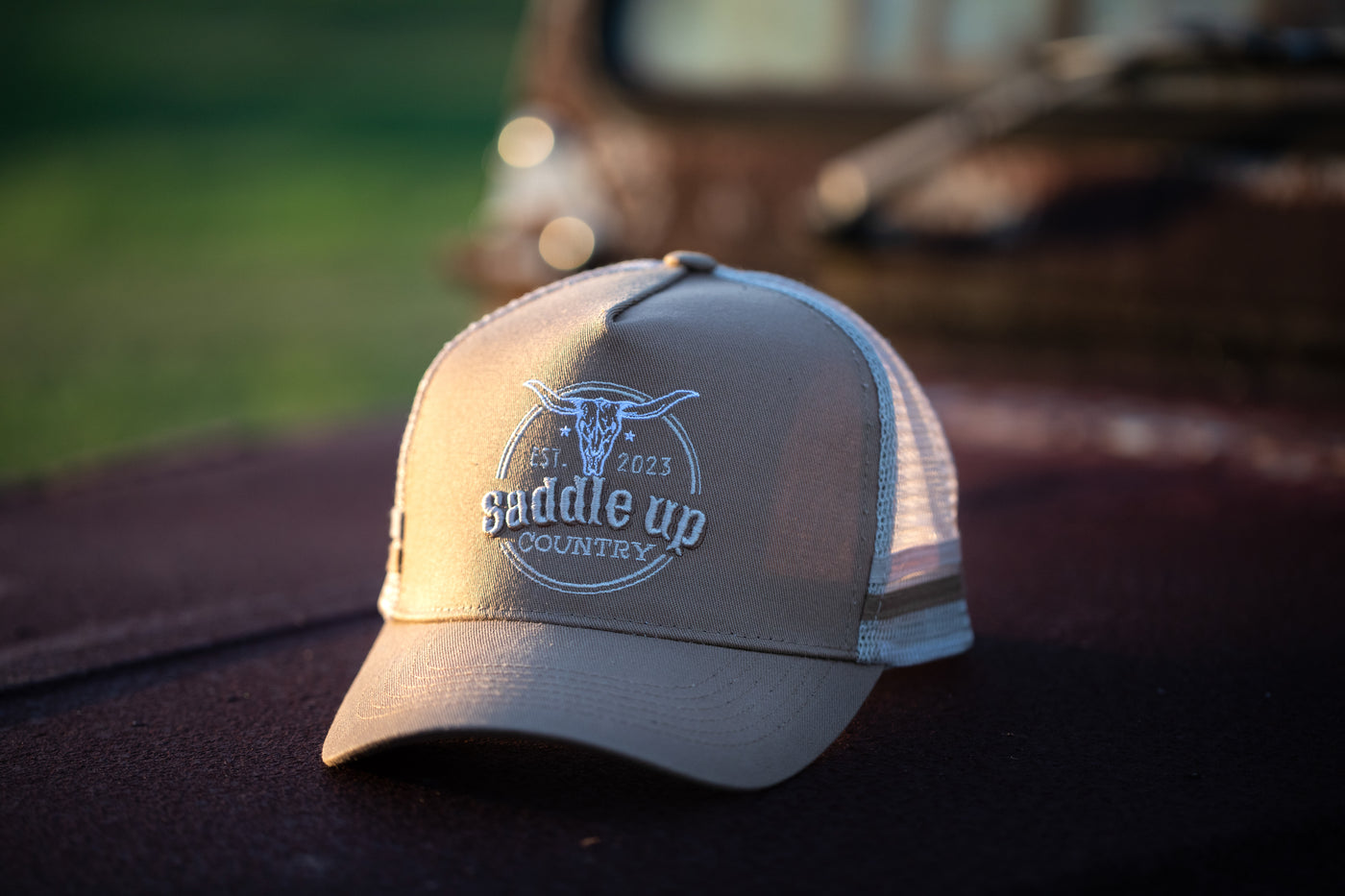 Signature Brown & Grey Trucker Cap