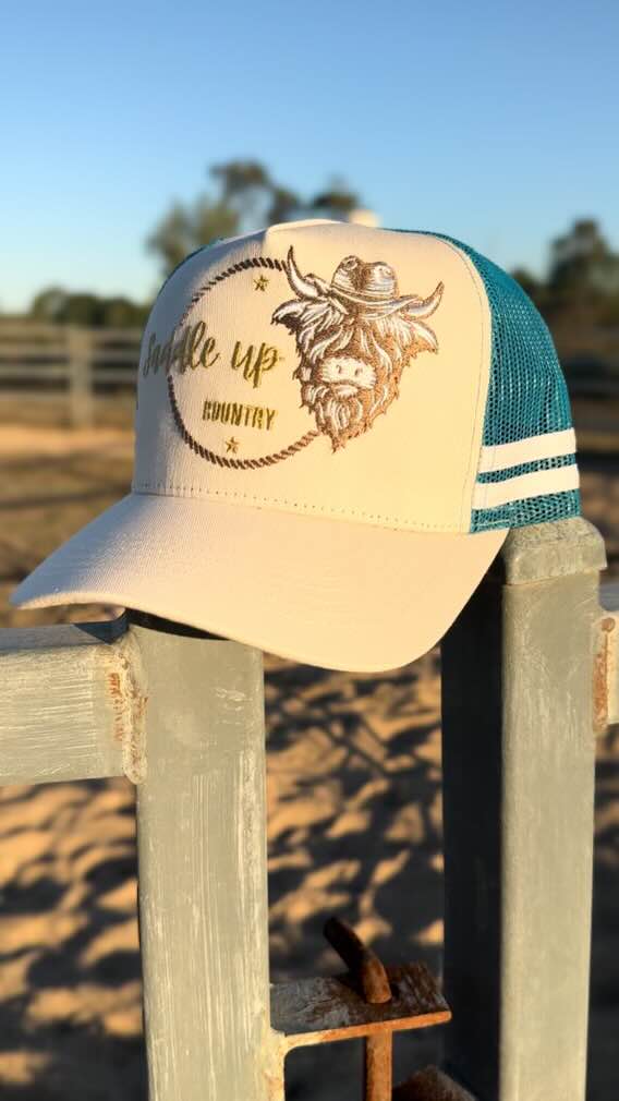 Kids Signature White & Blue Trucker Cap